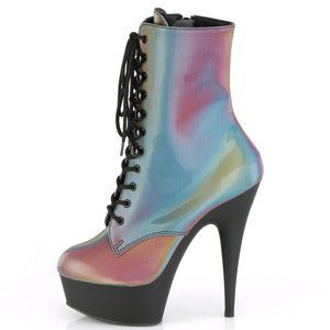 Platform Rainbow Lace Up High  Heel Ankle Boots